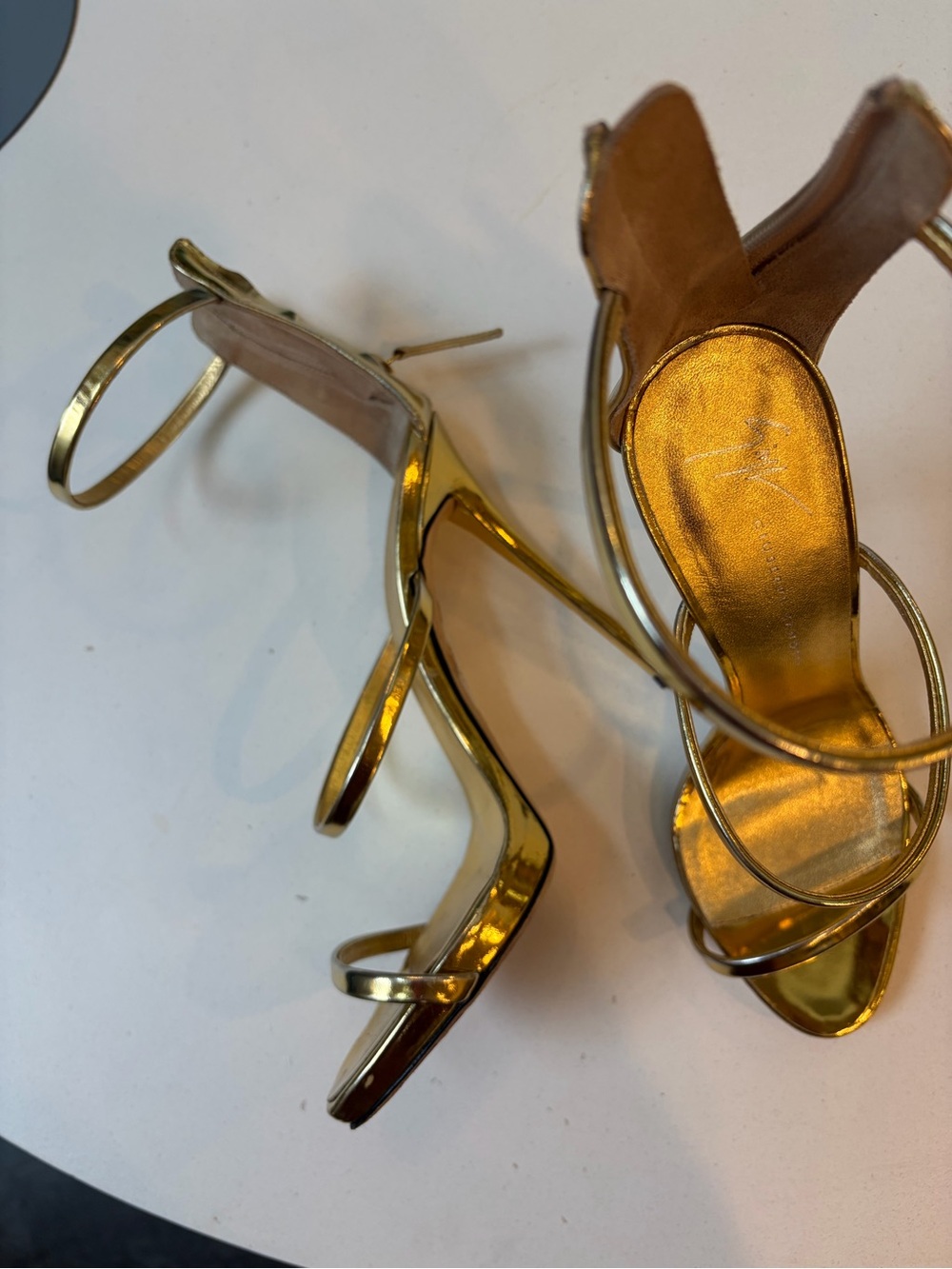 Giuseppe Zanotti Metallic Gold Strappy Stiletto Sandals